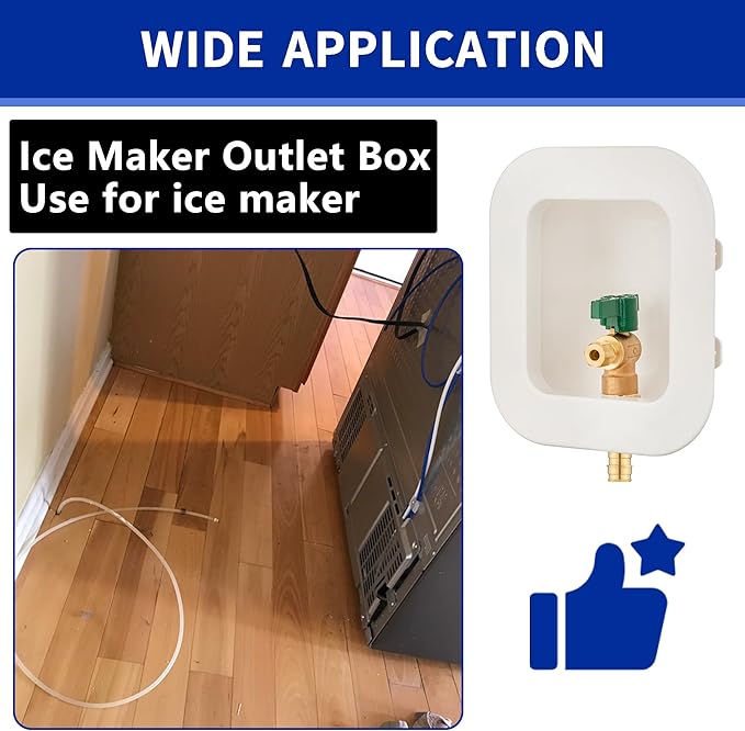 (1 Pack) Lidertik 1/2 inch Expansion PEX-A Pre-Assembled Ice Maker Outlet Box Valve 1/4 inch Recessed Refrigerator Water Line Wall Box with Shut Off Valve LI-ZBQH-530-LK