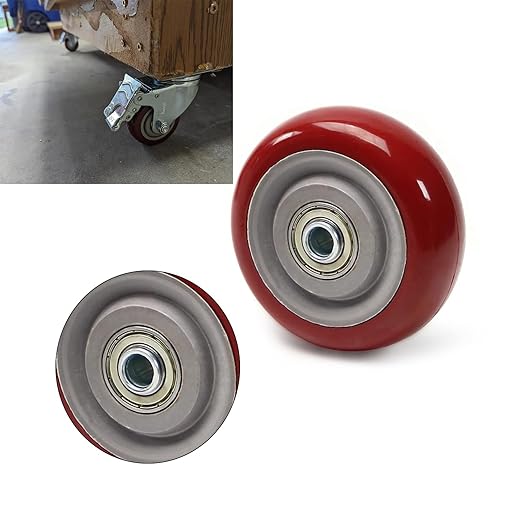 4 PCS 5 Inches Caster Wheels Red Heavy Duty Plate Shelf Replacement Wheels for Platform up to 396 LBS/180KG