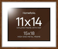Homeforia 15x18 Diploma Brown Frame, High End Dark Oak 15by18 Certificate Wood Frames with Mat 11x14, 15 x 18 Walnut Wooden Document Frame, Graduation Degree Frames, Tempered Glass, Wall Kit, Set of 1
