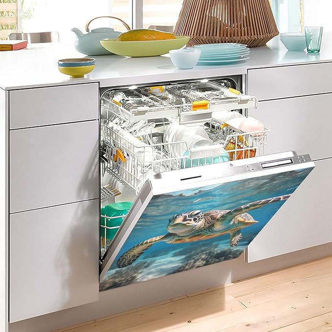 senya Dishwasher Magnet Cover Panel for The Front Sea Turtle Relaxing Dish Washer Door Sticker