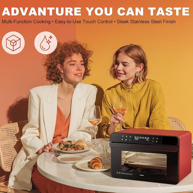 ROBAM Toaster Steam Combi Oven, Countertop Air Fryer 20-in-1 Oven with Convection & Grill, Stainless Steel Interior, 3-Layer Insulated Glass Door, 3 Steam Modes, 30 Built-In Recipes (Blue)