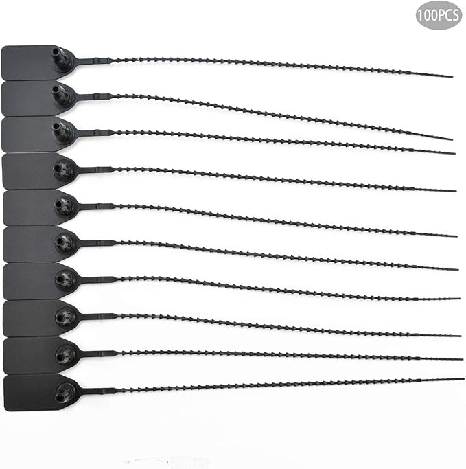 Plastic Tamper Seals, Numbered Zip Ties for Fire Extinguisher Pull Tite Security Tags Disposable Self Locking Signage Pull Tite Plastic Lock 250mm Pack of 100 (Black)