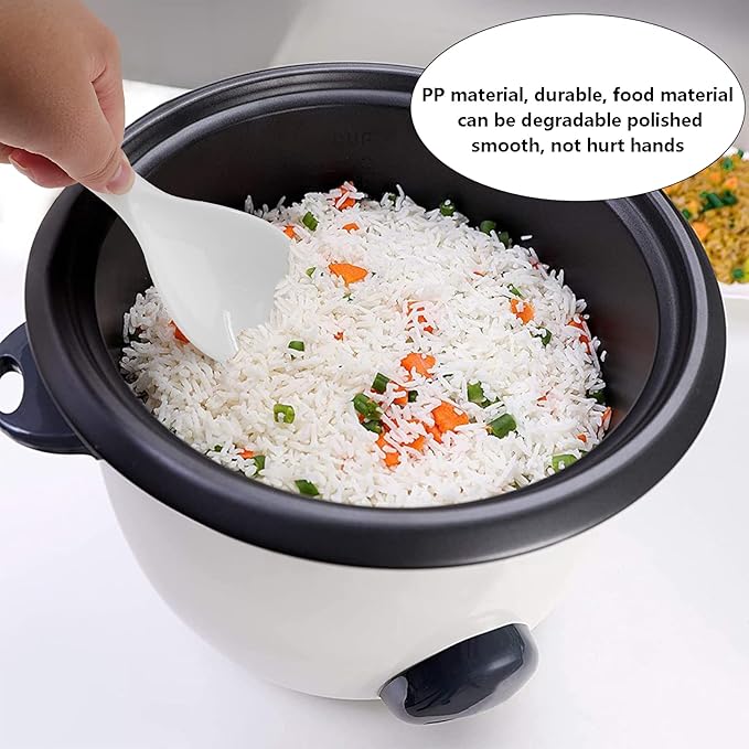 2PCS Plastic Rice Paddle Spoon Scoop, Non-Stick Rice Spatula Cooker Serving Spoon 7.87 Inch (White B)