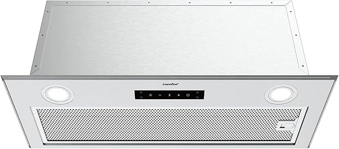 Comfee' Range Hood 27 inch, Built-in/Insert Vent Hood 450 CFM, 3 Speed Gesture Sensing & Touch Control Panel Stainless Steel Kitchen Stove Hood, Ducted/Ductless Convertible Duct