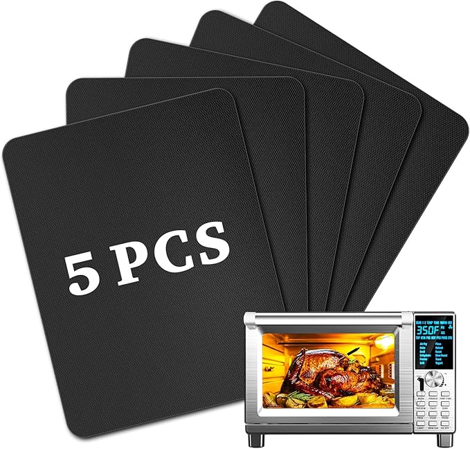 Air Fryer Liners Reusable Teflon Mats Compatible with Nuwave Bravo xl Air Fryer Toaster Smart Oven, Baking Sheet Liners AirFryer Accessories for Nuwave 12-in-1 30qt Oven, 5 Pcs, 9x13 inches