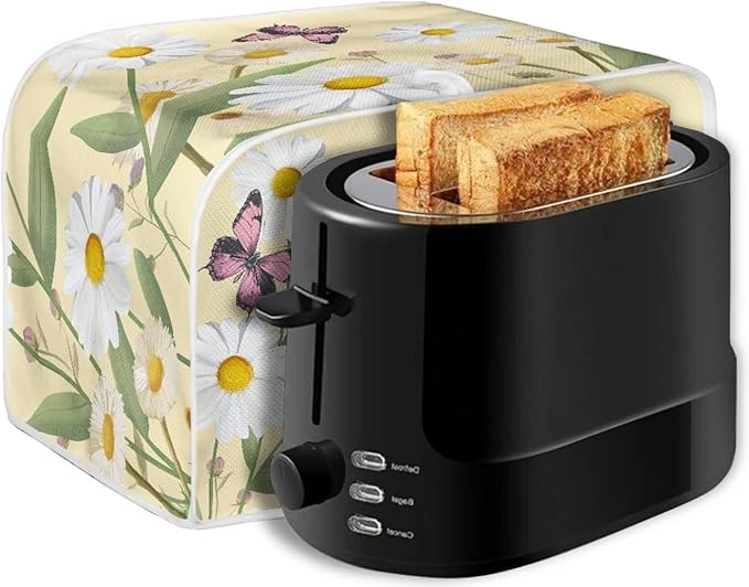 Hummingbird Daisy Butterfly Print 2 Slice Toaster Cover for Kitchen Small Appliance Universal Size Dustproof Fingerprint Protectors
