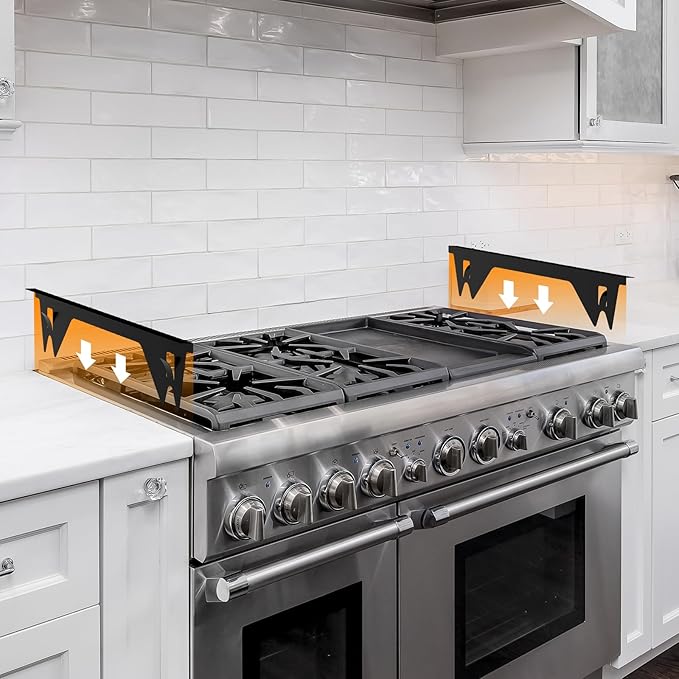 Stove Gap Covers Stainless Steel -Length 23.4" Width 0.79",Stove Gap Filler, Oven Gap Filler, Oven Side Gap Filler, Range Trim Kit, Heat Resistant and Easy to Clean, Black(2PCS)