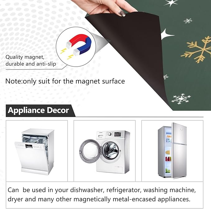 Christmas Tree Dishwasher Magnet Cover Panel Green Xmas Magnetic Dishwasher Covers Refrigerator Sticker Decal Decorative Washing Machine Cover for Home Kitchen,23x26in