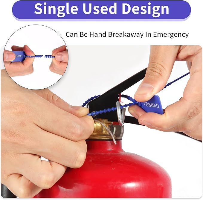 1000 Plastic Tamper Seals Fire Extinguisher Tags Numbered Zip Ties Pull Tite Security Tags Disposable Self-Locking Safety Ties (Dark Blue)
