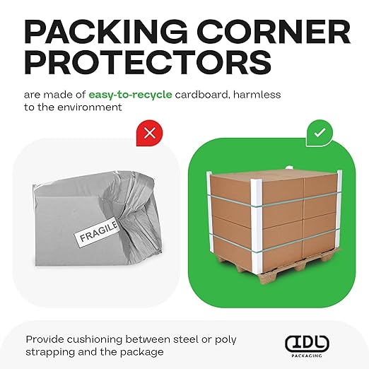 IDL Packaging 2” x 2” x 24” Cardboard Edge Protector (Pack of 20) - Corner Protectors for Shipping, Storage, & Moving – Reinforced Corner Guard Protection for Pallets, Wall Corners, & Furniture
