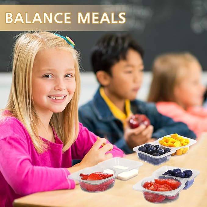 40 Sets Reusable Snack Containers With Lids, Double Compartment Snack Pack Containers, Portion Control, Meal Prep, Ideal For On-The-Go Mini Sauce Boxes & Lunchable Snack Packs For Kids