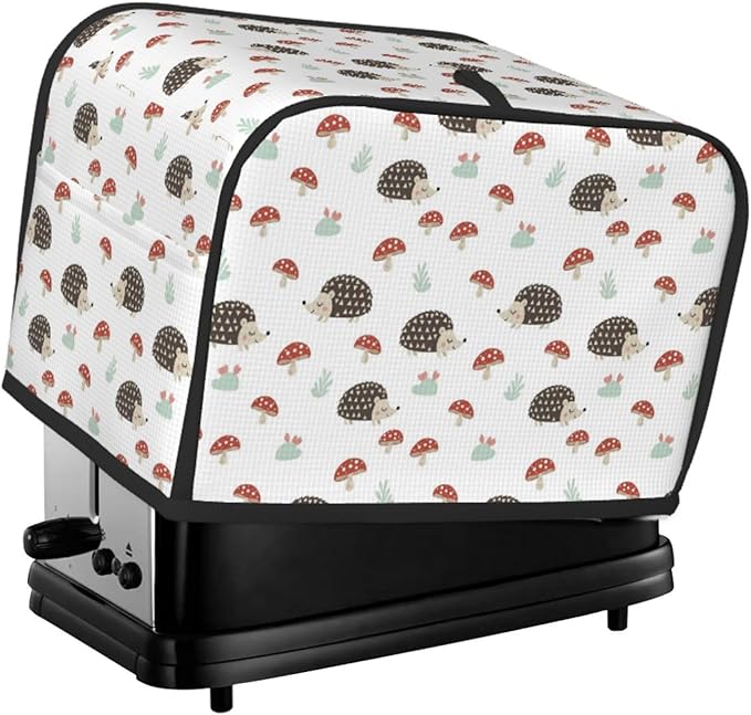 2 Slice Toaster Cover with Pocket Autumn Hedgehogs Leaves Mushrooms, Dust & Fingerprint Protection, Machine Washable Bread Maker Cover