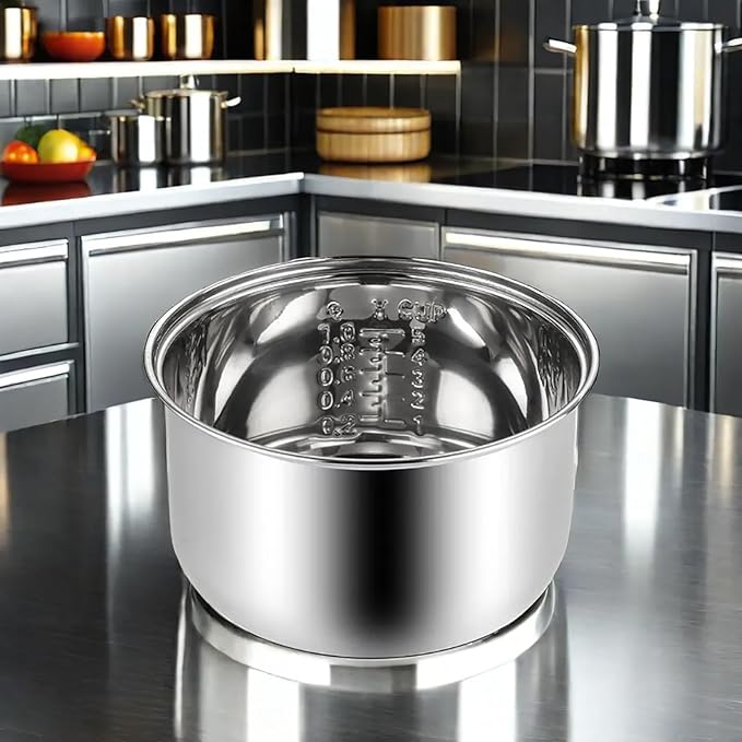 Rice Cooker Replacement Pot, Stainless Steel Non-Stick Inner Pot with Durable Upgrade & Even Heating for Perfect Rice (Please Confirm Size and Shape Before Purchase)