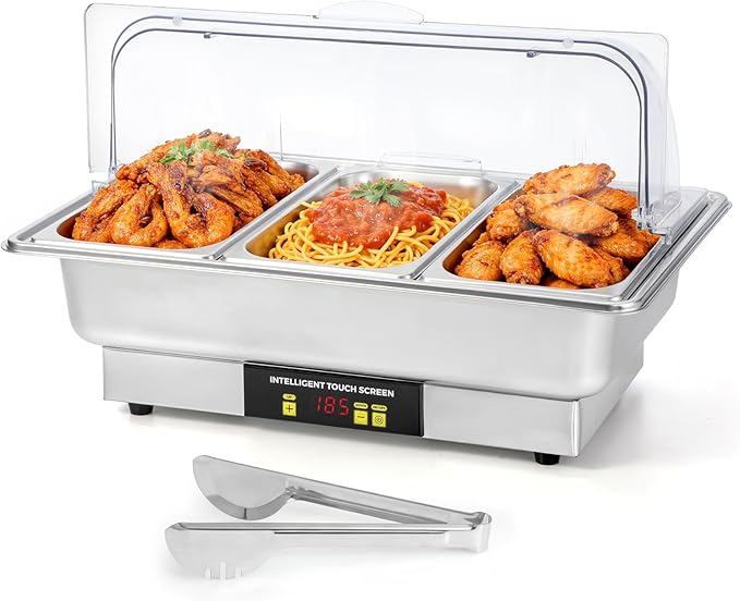 Dyna-Living Electric Chafing Dishes for Buffet, 9.5QT 1/3 Size Pan Chafing Dish Buffet Set 600W Electric Buffet Servers and Warmers with Temp Control Display Food Warmers for Parties Catering Buffet