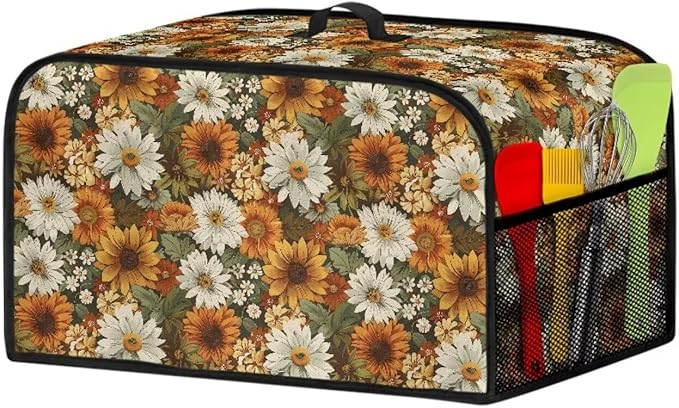 Daisy Slow Cooker Dust Cover - Floral Oval 6-8 Qt Crock Pot Cover Keeps Appliance Clean