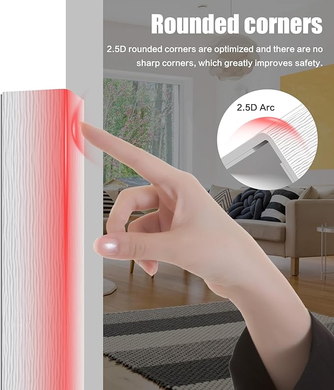 ‎Frychee Wall Corner Protector, Walls Edge Protector，Self-Adhesive Wall Corner Guards,PVC Double Side Edge Protector， Furniture Stairs Guard (White Wood Grain 2PCS 90cm/35.4in)