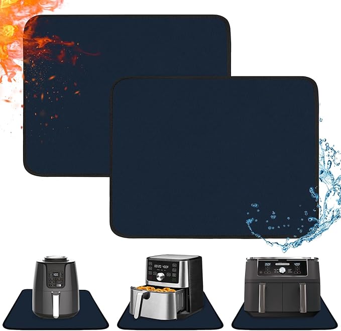 Heat Resistant Mats for Countertop - Fireproof 16x24 in Heat Resistant Mats for Air Fryer - Kitchen Countertop Protector Hot Pad for Air Fryer, Coffee Maker, Stand Mixer, Oven - Blue - 2PCS