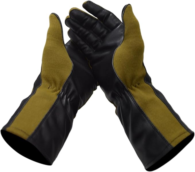 Nomex Flight Gloves, Leather Work Gloves for Men, Soft Durable Sheep Skin Leather Driving, Flying, Gardening Hunting Gloves