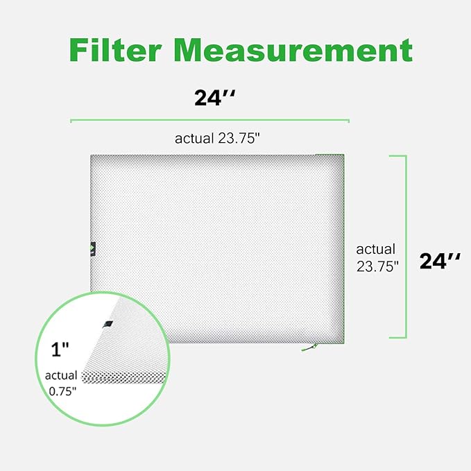 Reair 24x24x1 Extra Replacement Filter without Frame, Washable and Reusable Air Filter 24x24x1 for AC HVAC Furnace, MERV 8 Air Filters Machine Washable, AC Furnace Air Filter without Frame