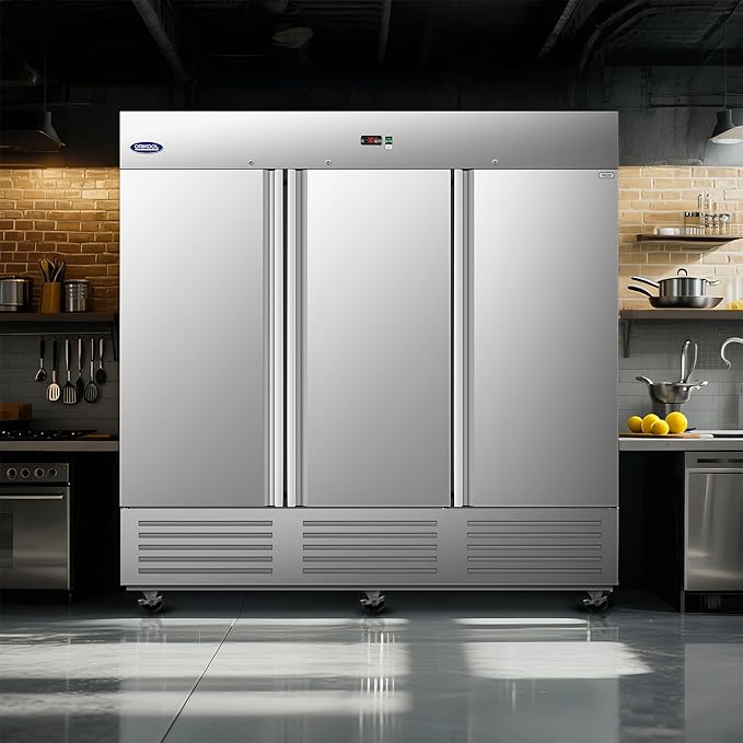 81"W Commercial Refrigerator Freezer,72 Cu.ft Commercial Refrigerator with 3 Solid Door Reach-In Freezers Stainless Steel,ETL Upright Freeze Storage w/ 9 Adjustable Shelves,LED,for Restaurant,Silver