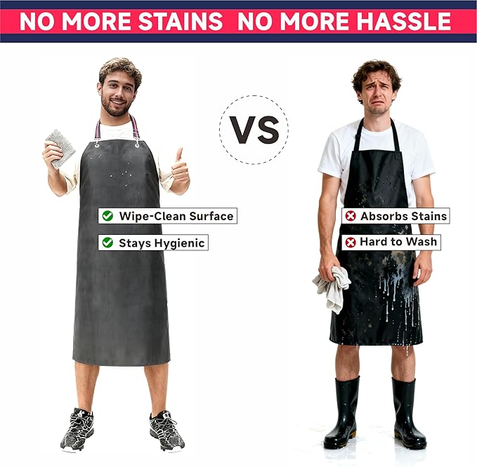 GoldPig Thick Rubber Apron: Waterproof, Chemical Resistant, Adjustable Neck & Belt for Dishwashing, Gardening, Butchering