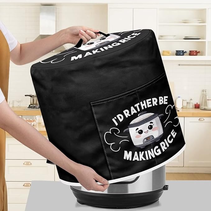 Round Pressure Cooker Cover 6 qt,Cute Cooker Pattern Kitchen Appliance Cover Dust Cover with Pockets for Electric Pressure Cooker Air Fryer Rice Cooker Steamer