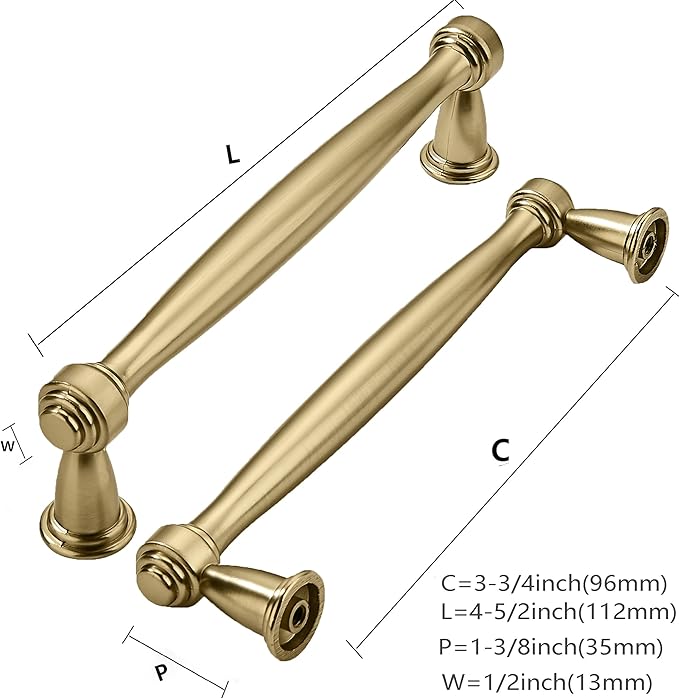 khtumeware 10 Pack 3-3/4 Inch(96mm) Champagne Bronze Cabinet Pulls Champagne Brass Kitchen Cabinet Handles Kitchen Cabinet Hardware for Cupboard Drawer Handles Dresser Pulls