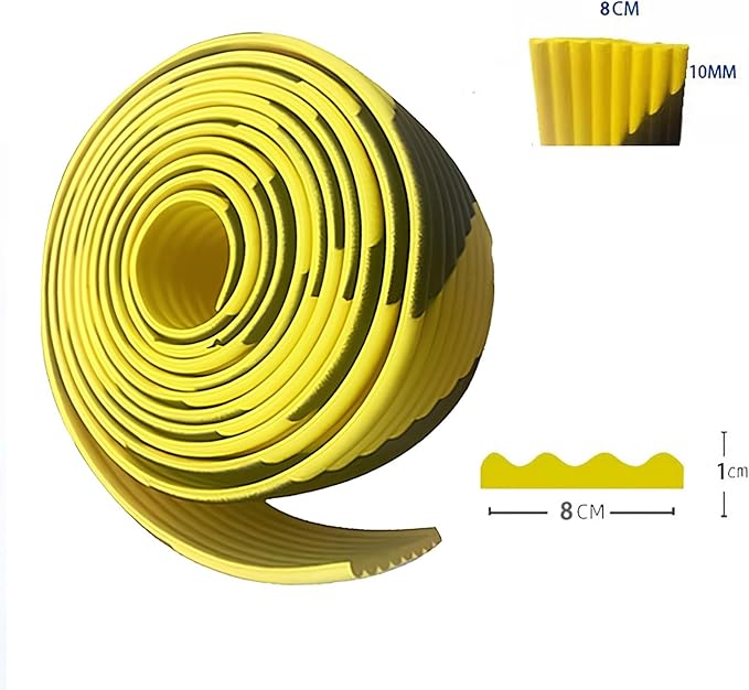 Heavy Duty Wall & Corner Guards 5m Corrugated Self-Adhesive NBR Rubber Protection with Yellow/Black Stripes for Parking Columns & Garage Safety(5PCS,8 cm)
