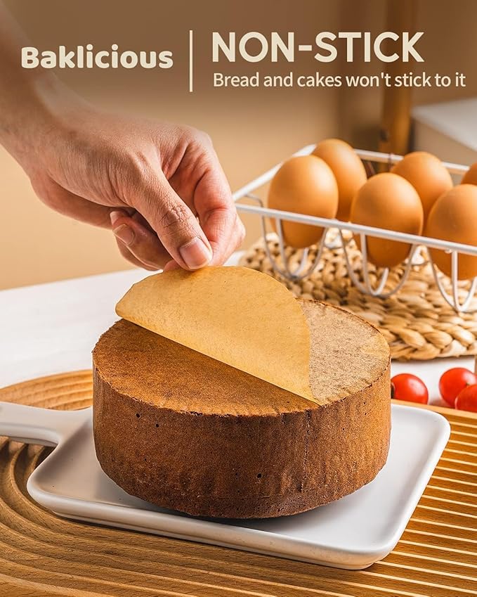 Baklicious 250Pcs 4 Inch Parchment Paper Rounds. Non Stick Round Parchment Paper, Baking Parchment Circles for Cake Baking, Patty Separating, Tortilla Wrapping