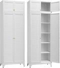 Kitchen Pantry Cabinet,90" Metal Storage Cabinet with Doors and 4 Adjustable Shelves,White Tall Locker Organizer Steel Garage Cabinets for Tool,File Cabinet for Office,Kitchen,Garage,School