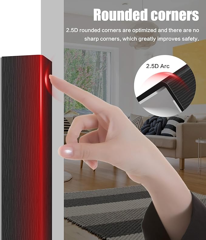 ‎Frychee Wall Corner Protector, Walls Edge Protector，Self-Adhesive Wall Corner Guards,PVC Double Side Edge Protector， Furniture Stairs Guard (Black Wood Grain 2PCS 120cm/47.2in)