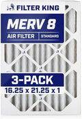 Filter King 16.25x21.25x1 Air Filter | 3-PACK | MERV 8 HVAC Pleated A/C Furnace Filters | MADE IN USA | Actual Size: 16.25 x 21.25 x .75"