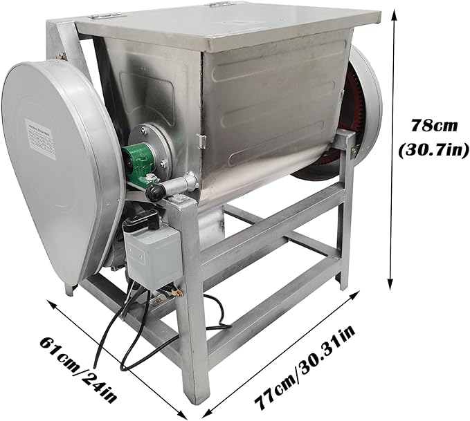 Commercial Dough Mixer Electric Dough Mixing Machine Stainless Steel Pizza Flour Dough Stand Mixer Heavy Duty Flour Blender Kneading Machine 50QT/25KG Kneading Capacity
