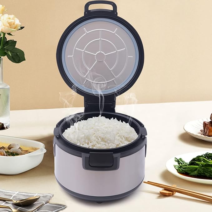 Commercial Rice Warmer, 110V 100W Large Stainless Steel Rice Cooker Warmer (Not a Cooker) 19L/20Qt Adjustable Temperature Warmers w/Non-Stick Inner Pot for Restaurants (19L / 20Qt 410 Stainless Steel)