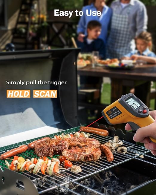 Infrared Thermometer Laser Temperature Gun, Digital Surface Heat Temp Gun Non-Contact for Cooking Food, Pizza Oven, Griddle Meat, Refrigerator, HVAC, Grill, Engine -58℉~788℉