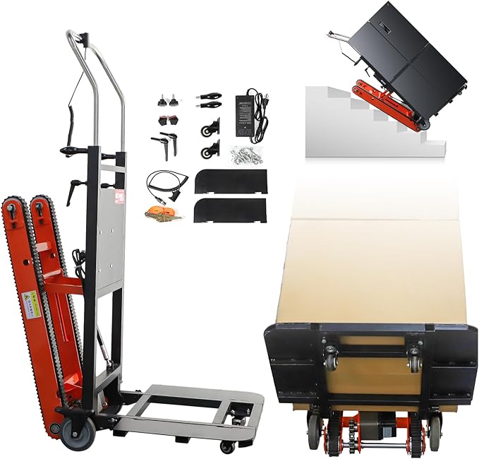 441lbs Electric Stair Climbing Hand Trucks Dolly with Removable Extension Tray, 400W Powerful Motor Battery Powered Folding Stair Climbing Dolly for Furniture Family Logistics Warehouse