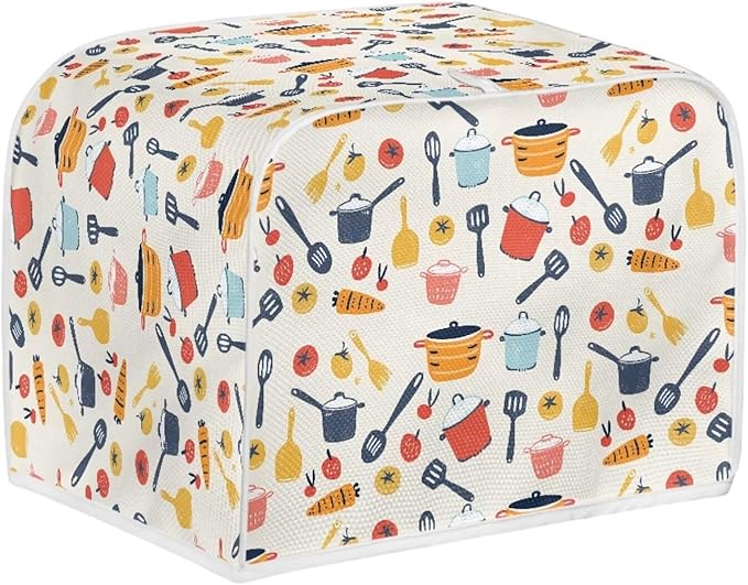 Cooking Accessories Cartoon Pattern Two Slice Toaster Cover,Kitchen Small Appliance Covers Home Table Decor Microwave Oven Dustproof Cover