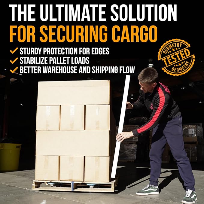 24" x 2" x 2" Reinforced Cardboard Edge Protectors, White (Pack of 100) – 0.12" Thick Medium-Duty Cardboard Corner Protectors for Shipping – American Quality V-Board Pallet Edge Guard
