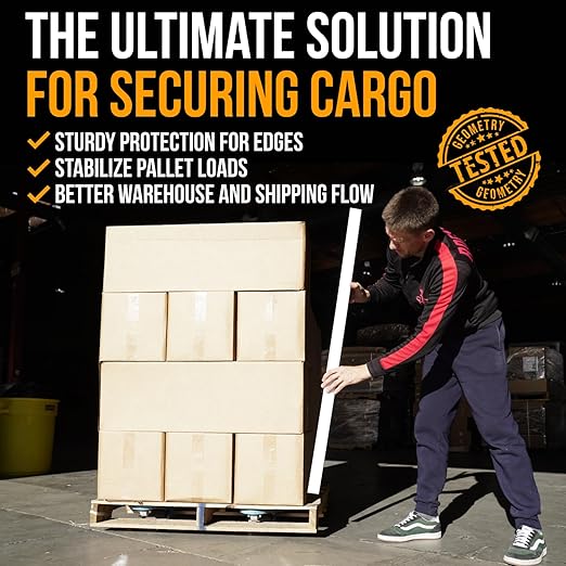 36" x 2" x 2" Reinforced Cardboard Edge Protectors, White (Pack of 48) – 0.225" Thick Extra Heavy-Duty Cardboard Corner Protectors – American Quality V-Board Pallet Edge Protectors