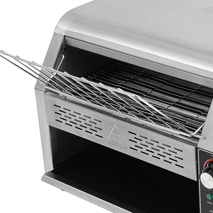 2400W Stainless Steel Countertop Bread Oven, Commercial Toaster Conveyor with Three Heating Modes & 7-Level Speed Control, 450 Slices/h, Rotating Toasters Oven for Toasting Bread, Sandwiches