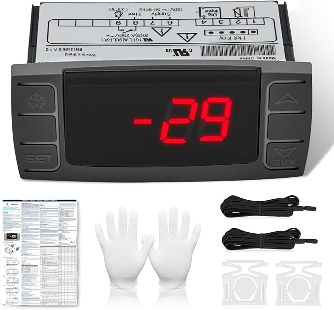 XR03CX-4N0F1 Temperature Controller Compatible with Dixell 120V Digital Refrigerator Freezer Digital Thermostat Control with 2 NTC Probe, XR03CX W0302186