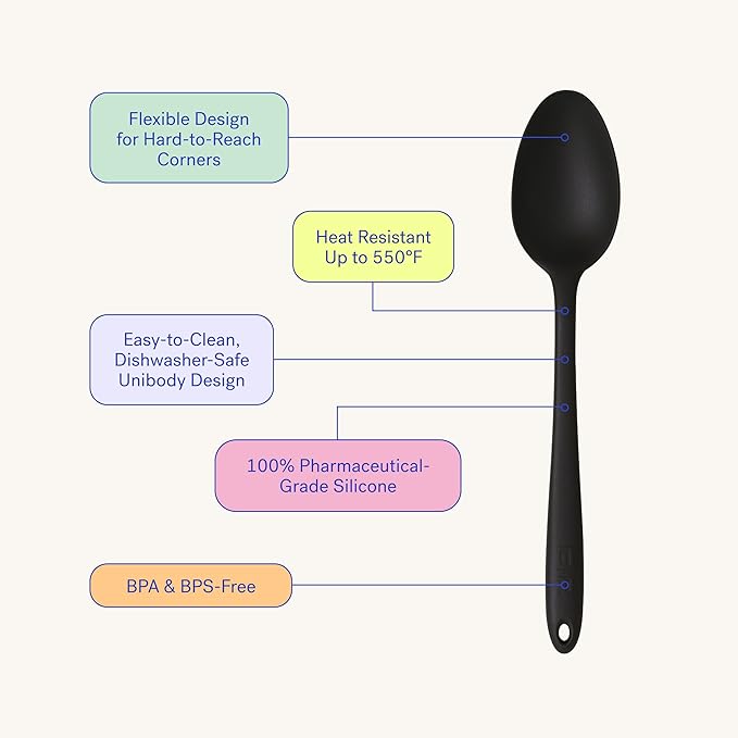 GIR: Get It Right Premium Perforated Spoon - Non-Stick Heat Resistant Silicone Straining Spoon - Perfect for Removing, Filtering, Skimming, Cooking, Frying, Strainer - 13 IN, Navy, (GIRSNH381NVY)