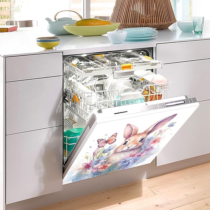 Dishwasher Magnet Cover, Easter Bunny Magnet Sticker Fridge Panel Decal for Home Kitchen Decor, 23x26 in