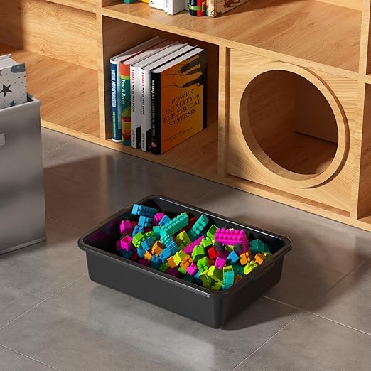 8 L Small Plastic Bus Tubs Restaurant, Food Service Bus Tub, Black, 5 Packs