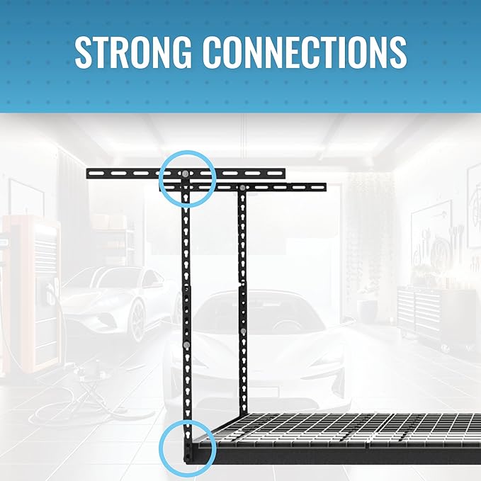 2-Pack 4 x 8 MonsterRax Overhead Garage Storage Rack, Ceiling Racks for Garage, Organization Shelving, Adjustable Hanging Shelf, Grey, 12"-21" Height Adjustment