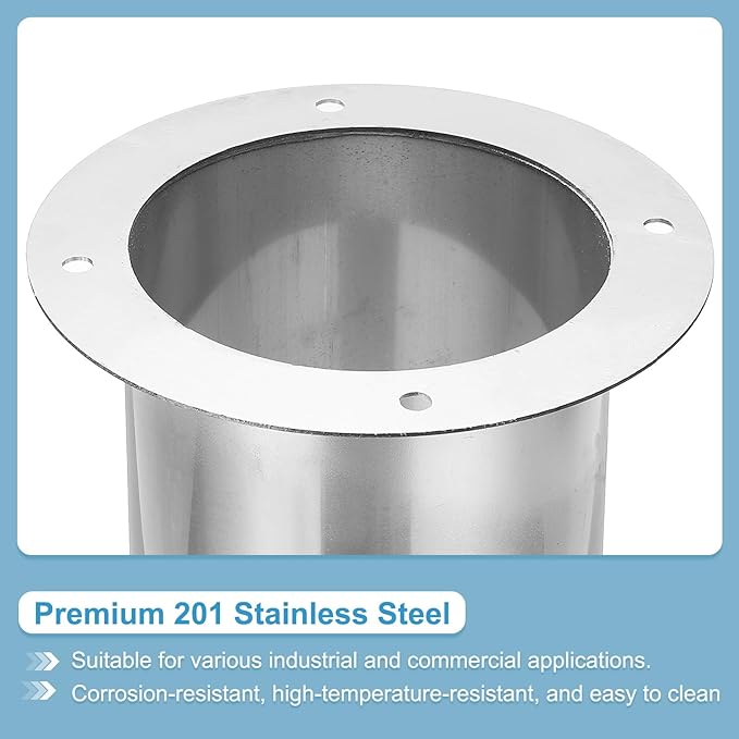 PATIKIL 5" Duct Connector Flange, Straight Pipe Exhaust Flange Stainless Steel Pipe Hose Duct Collar for Heating Cooling Ventilation HVAC System