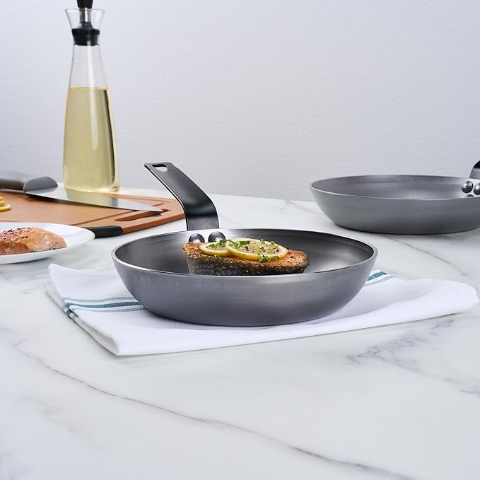 Restaurantware Fry Pan 1 Pack of 7.8 Inches Carbon Steel Non-Stick Searing Pan With Ergonomic Handle Silver For Sauteing and Omelets
