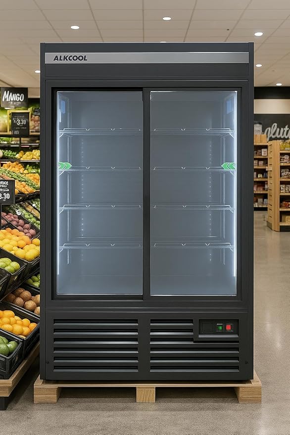 Commercial Beverage Refrigerator Display Fridge,Two SLIDING Glass Door Drink Cooler with LED Light Adjustable Shelves,ETL Sanitation,43 Cu Ft,47" Wide,Wheels Included