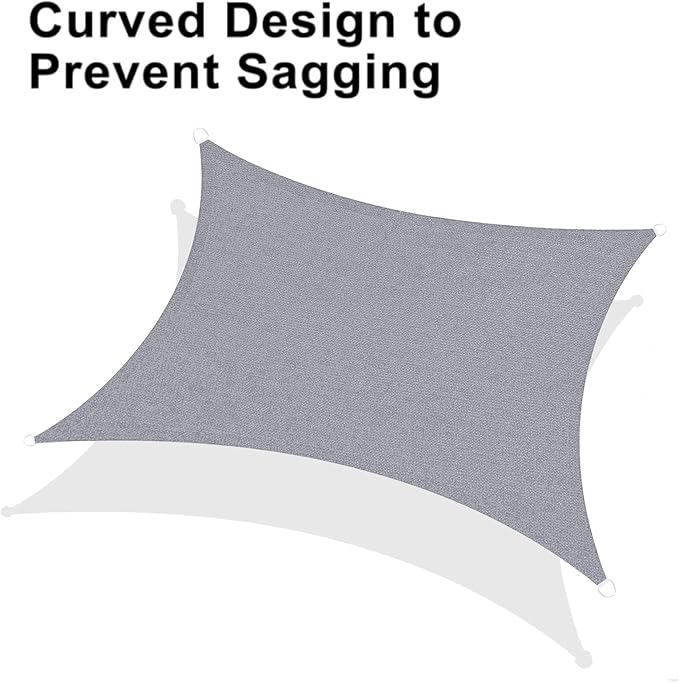 LOVE STORY Custom Size 9' x 17' Silver Grey Sun Shade Sail Canopy Commercial Rectangle Sail Shade Fabric for Patio Garden Backyard Pool (Customized)