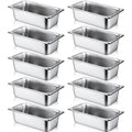 10 Pack Hotel Pans Stainless Steel Steam Table Pan 1/3 Size, 0.8 mm Thick Anti Jam Warming Pans for Food Warmer Restaurant Catering Supplies, 12.8 x 6.9 Inch(4 Inch Deep,Standard)